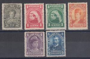 Newfoundland Sc 78/85 MOG. 1897-1901 definitives, 6 different from set, HHR