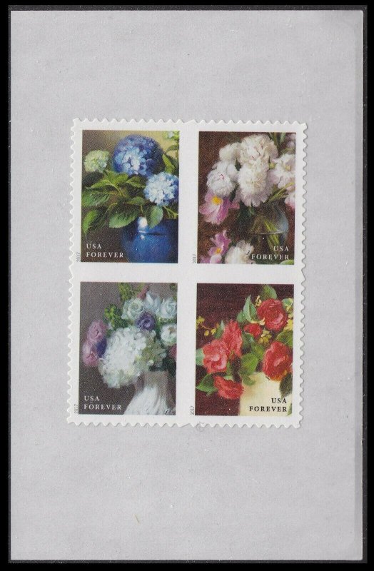 US 5237-5240 5240a Garden Flowers F partial die-cut block 4 2017