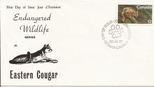 1977 Canada (NR) FDC - Sc 732 - Endangered Wildlife - Eastern Cougar