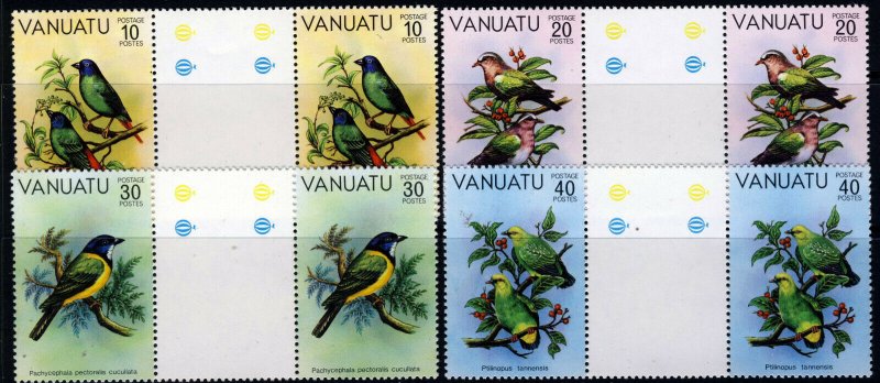 VANUATU 1981 Birds (1st. Series) Set GUTTER PAIRS SG 307 to SG 310 MNH