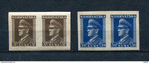 Croatia 1943-4 Kroatien Ante Pavelich 2 imperf Pairs MNH 14065