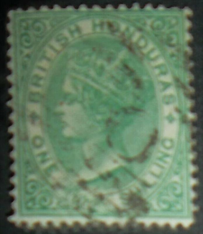 British Honduras 1872 Scott #7 One Shilling Green QV Free US Shipping