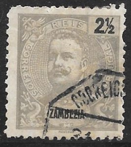 Zambezia 13: 2.5r King Carlos I of Portugal, used, F-VF