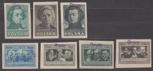 Poland 1950 Groszy overprint on Scott #396, 398-403 MH Imperforated