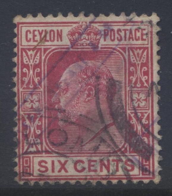 CEYLON -Scott 170- KEVII - Definitive- 1903- Wmk 2- Used -Single 6c Stamp2