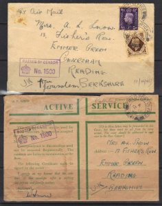 PALESTINE-UK 1940 TWO FIELD POST OFFICE #121 COVER JERUSALEM TO BERKSHIRE BOTH