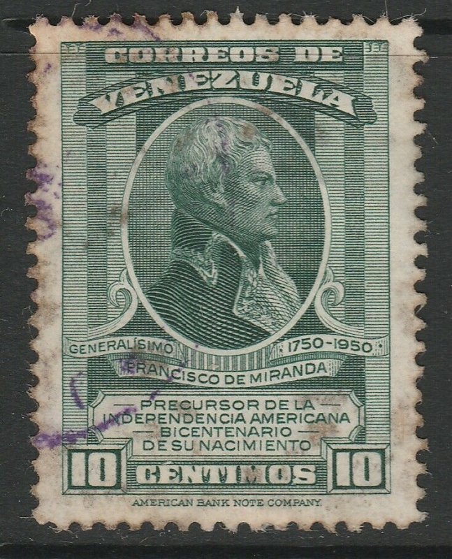 Venezuela 1950 10c used South America A4P53F65