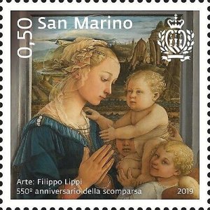 Stamps San Marino 2019. - Art: Leonardo da Vinci - Filippo Lippi - Rembrandt