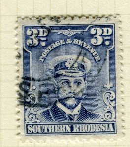 SOUTHERN RHODESIA; 1924 early GV Admiral type issue fine used 3d. value