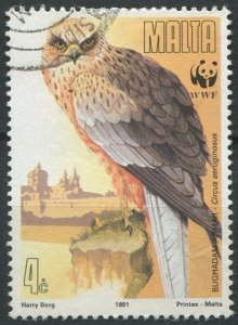Malta Sc#780 Used, 4c multi, Endangered Species: Birds of Prey (1991)