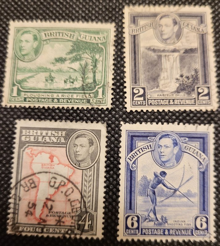 British Guiana, 1938-52, George VI, short set, #230-33, SCV$1.10