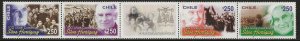 Chile 2007, Scott 1475, Cardinal Raúl Silva Henríquez, strip of 4 with label