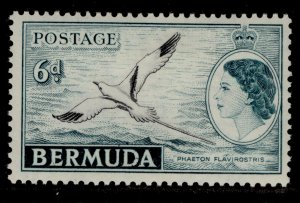 BERMUDA QEII SG143, 6d black & deep turquoise, M MINT.