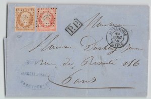 France (Offices in Egypt) 1859 Alexandria to Paris Folded Cover