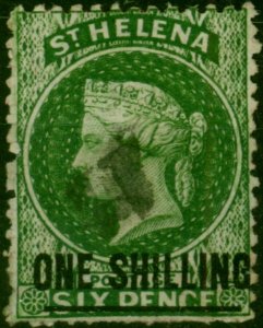 St Helena 1864 1s Deep Yellow-Green SG17 Type A Fine Used (3)