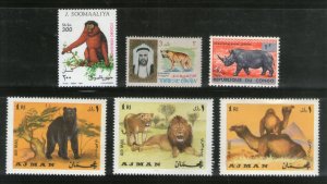 6 Diff. Lion Elephant Bear Zebra Zoo Animals Wildlife Stamps MNH # 755