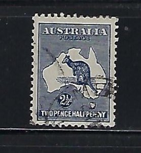 AUSTRALIA SCOTT#46  KANGAROO- WMK 10 (NARROW CROWN/NARROW A)- 2 1/2D (BLUE) USED