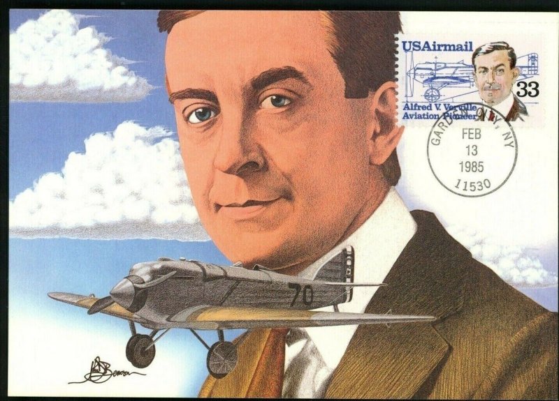 FDC scott C113 Alfred Verville Aviation 1985 Fleetwood Cachet Maximum Card