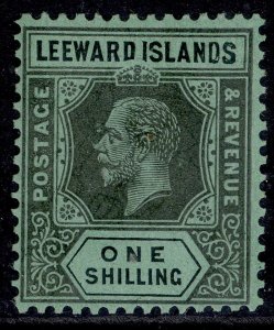 LEEWARD ISLANDS GV SG87a, 1s black/emerald, LH MINT. Cat £600. DIE I DI FLAW