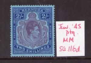 BERMUDA GEORGE VI SG116d June 45 Ptg. lightly hinged.