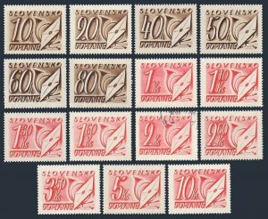 Slovakia J24-J38,MNH/used. Mi P24-P38. Postage Due Stamps 1942.Letter,Post horn.