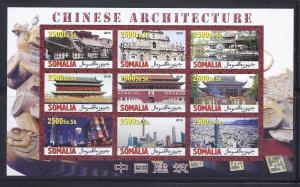 SOMALIA - Chinese Architecture Imperf. S/S MNH 