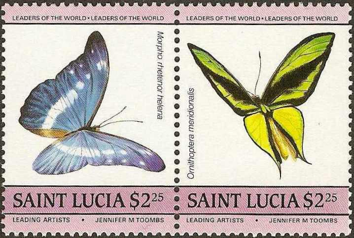 St. Lucia - #734 -MNH- 1985 - Butterflies - $2.25-SCV-3.00