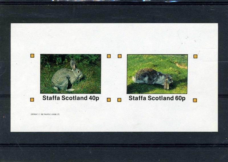 STAFFA 1982 (Scotland) Rabbits Sheet 2 values Imperforated mnh.vf