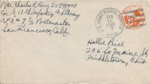 APO 7, Kyong song, Korea to Middleton, OH 1946 Airmail (M5699)