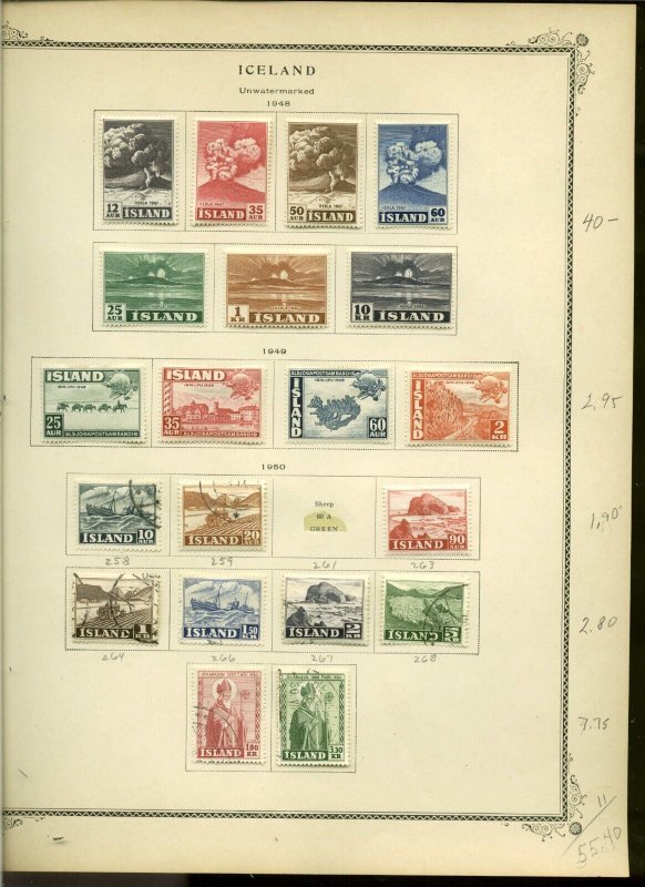 Collection, Iceland Part I Scott Album Page, 1941/1950, Cat $65, Mint & Used