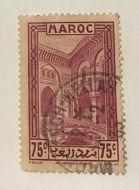 Morocco  1933  Scott 137  used - 75c,  Court at Fez