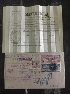 1930 USA FFC First Flight Cover FAM 10 To F Guiana & Brazil Postal Receipt