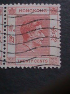 ​HONG KONG-1948 SC#159B-74 YEARS OLD-KING GEORGE VI USED PAIR-VF-FANCY CANCEL