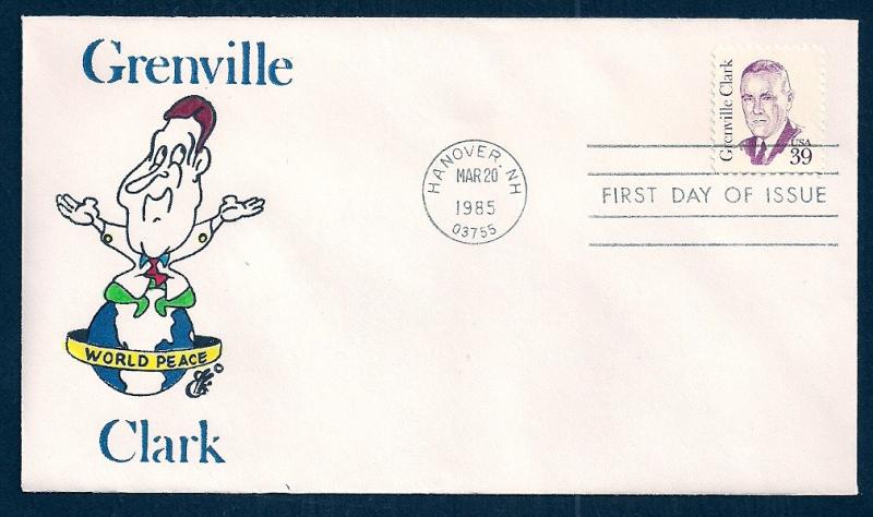 UNITED STATES FDC 39¢ Grenville Clark 1985 Ellis H-P