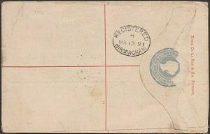 GRENADA 1891 2d Registered cover uprated 2½d used to UK...................54748