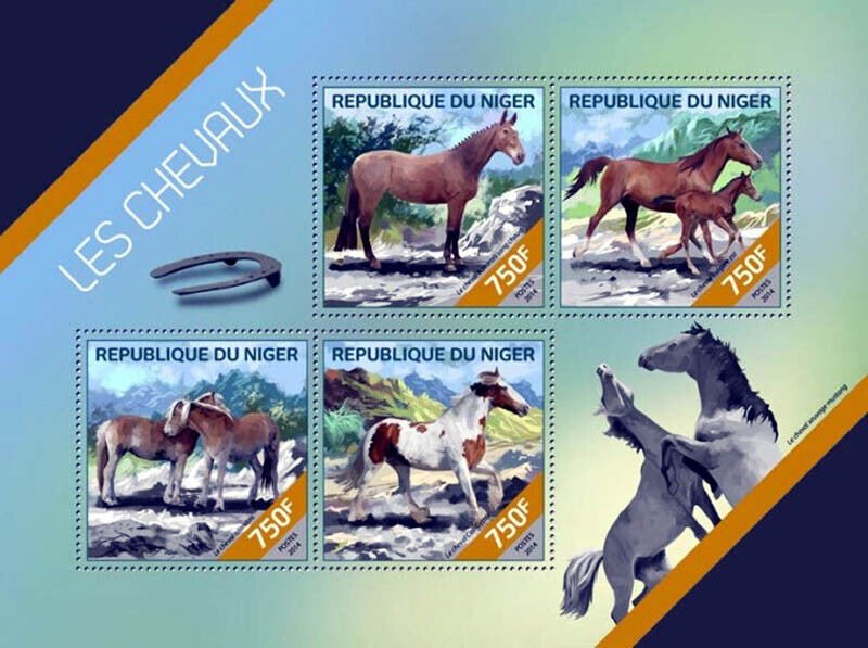Niger - 2014 Horses of the World  4 Stamp Sheet 14A-452