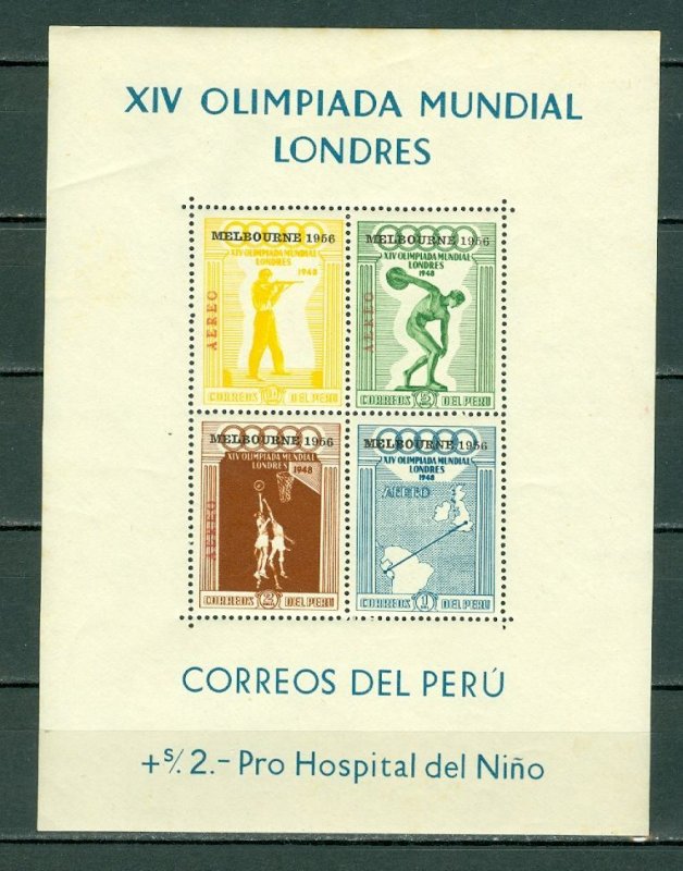 PERU 1946 OLYMPICS #C81a OVPT REMAINDERS SHEET MNH...$17.50