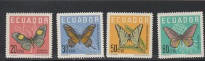 Ecuador # 680-683, Butterflies, Mint NH, 1/2 Cat.