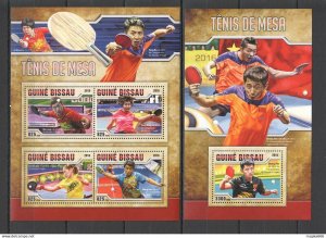 2016 Guinea-Bissau Sport Table Tennis Ping-Pong Kb+Bl ** Stamps St861