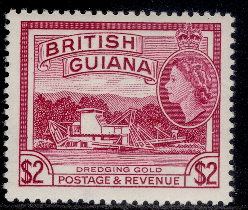 BRITISH GUIANA QEII SG365, $2 reddish mauve, NH MINT. Cat £18. 