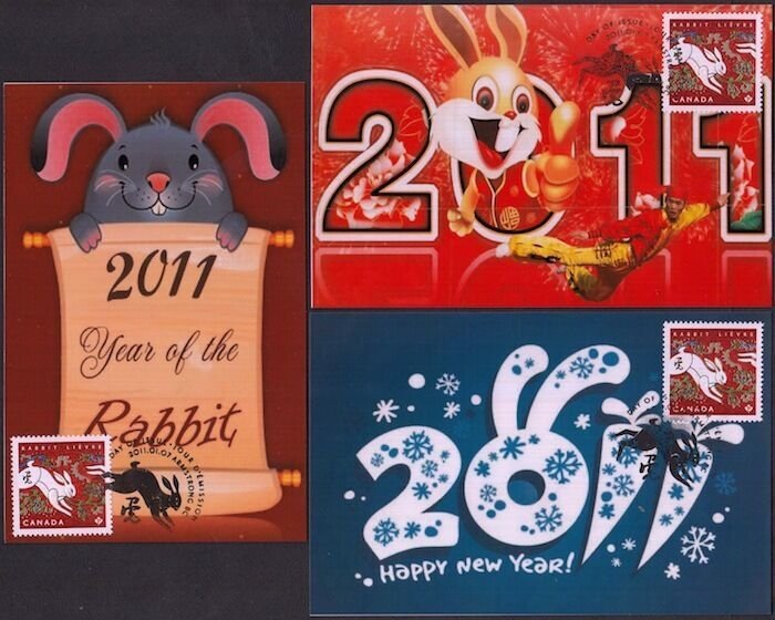 CANADA #2416 RABBIT LUNAR NEW YEAR SET of 6 DIFF MAXIMUM CARDS