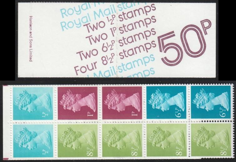 GB 1977 50p Machine booklet SG FB1B Maroon generic cover