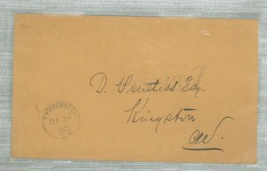 Canada  early unpaid 7 cancel, cover from toronto, de 24 60 to kingston, dec 26 60, tear on backflap