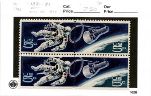 United States Postage Stamp, #1331-1332 Block MNH, 1967 Space Gemini (AE)