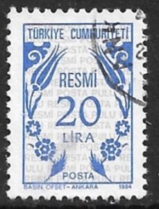 TURKEY 1986-87 20L Gray and Violet OFFICIAL Sc O180 VFU