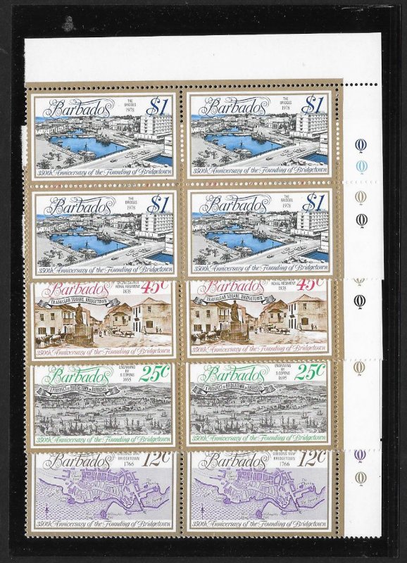 BARBADOS Sc#470-473 Complete Mint Never Hinged Set BLOCKS of 4