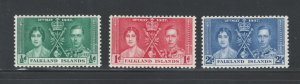 Falkland Islands 1937 Coronation Omnibus Issue Scott # 81 - 83 MH