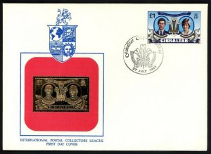 GIBRALTAR SC#406 Royal Wedding with the Golden Stamp (1981) FDC