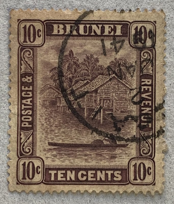 Brunei 1937 10c with BELAIT 2 JAN 41 cancel. Scott 54, CV $32.50.   SG 73