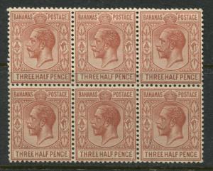 Bahamas 1934 1 1/2d fawn in a mint block of 6 of which 5 are unmounted mint NH
